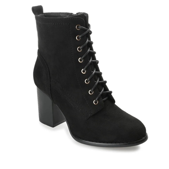 Women's Black Lace-Up Ankle Boots - Picture 1 of 8